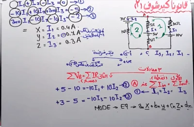 مسئللة محلولة على قانونا  كيرشوف